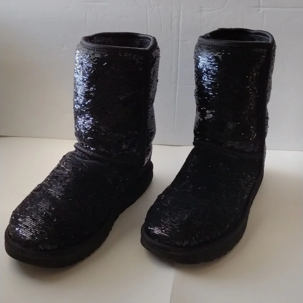 UGG Classic Cosmos Sequin Black  Women's Booties 7